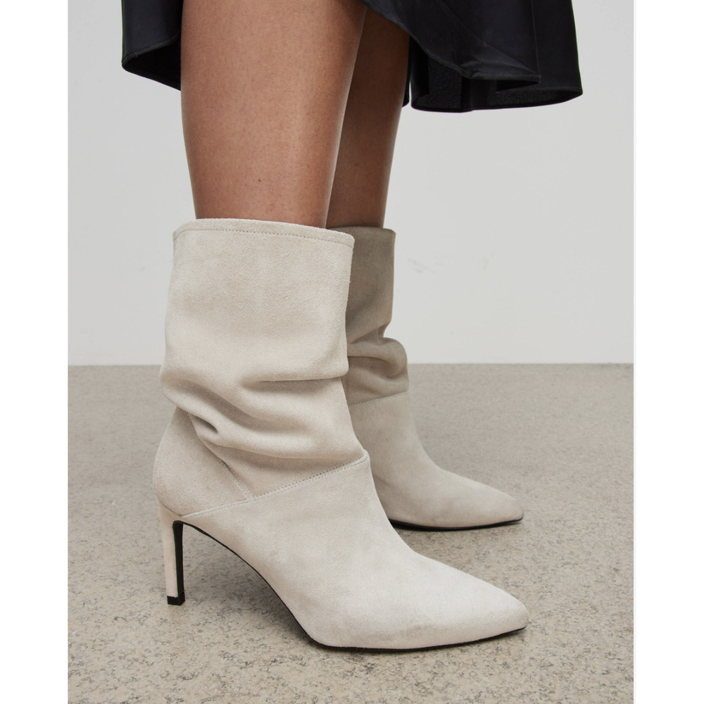 ALLSAINTS Orlana Suede Bootie in Stone White size 40  Revolve